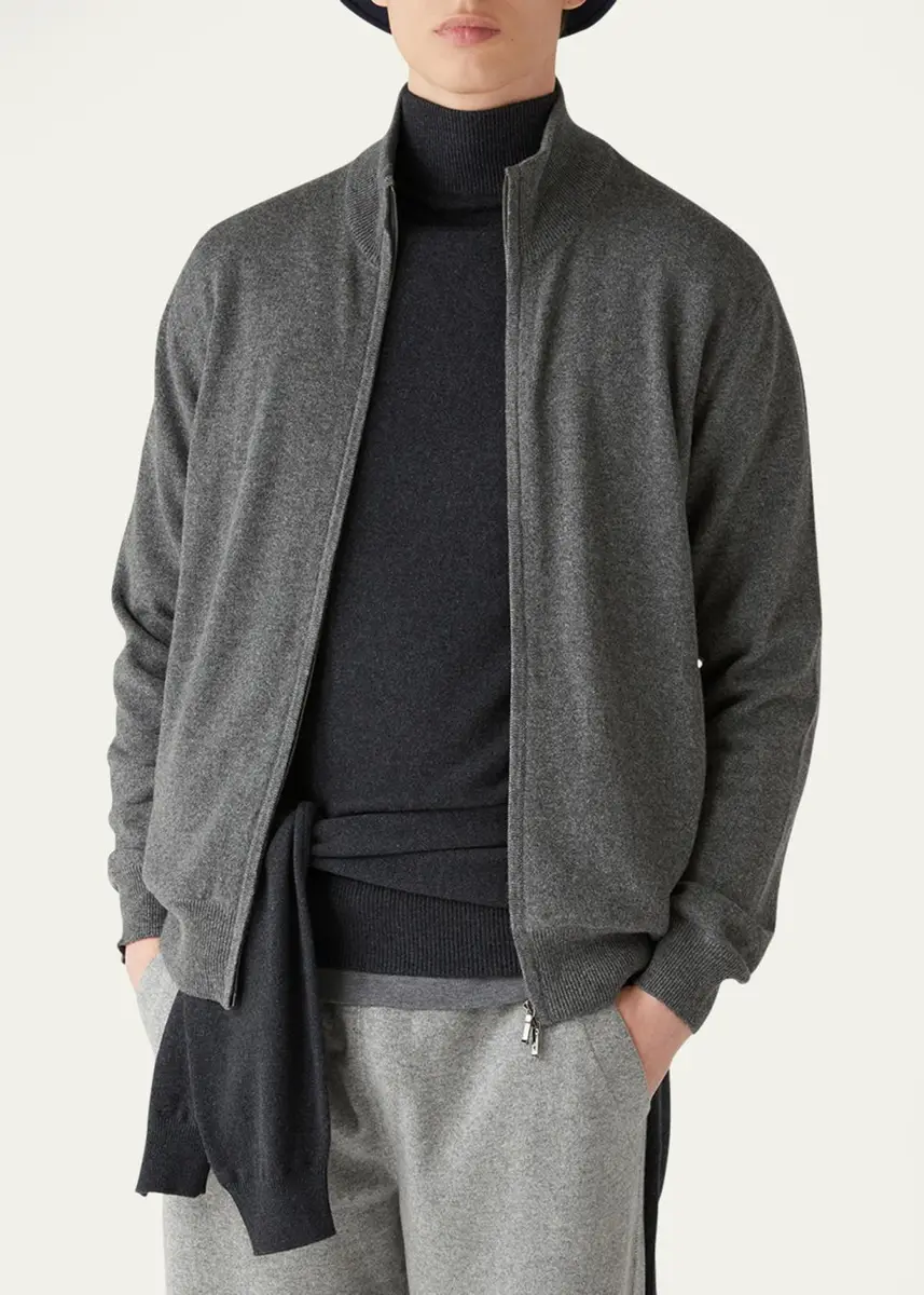 Loro Piana Men's Baby Cashmere Full-Zip Sweater | Thumbnail 4 Loro Piana Men's Baby Cashmere Full-Zip Sweater | Thumbnail 4