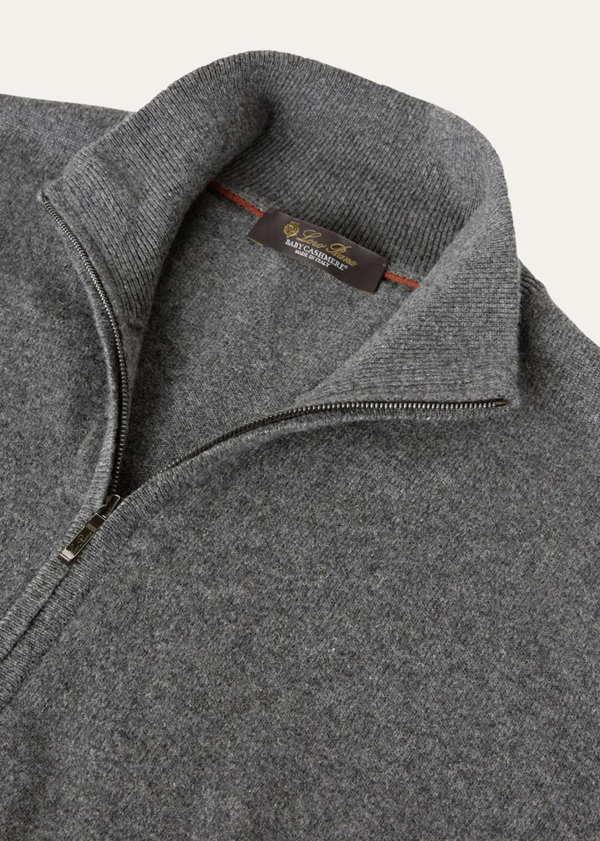 Loro Piana Men's Baby Cashmere Full-Zip Sweater | Thumbnail 5 Loro Piana Men's Baby Cashmere Full-Zip Sweater | Thumbnail 5