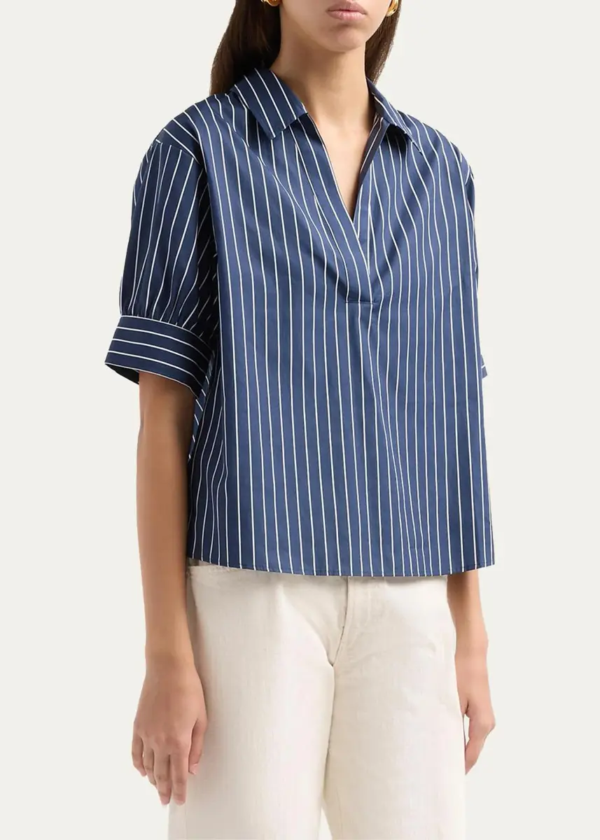 Frame The Popover Striped Cotton Top | Thumbnail 4 Frame The Popover Striped Cotton Top | Thumbnail 4