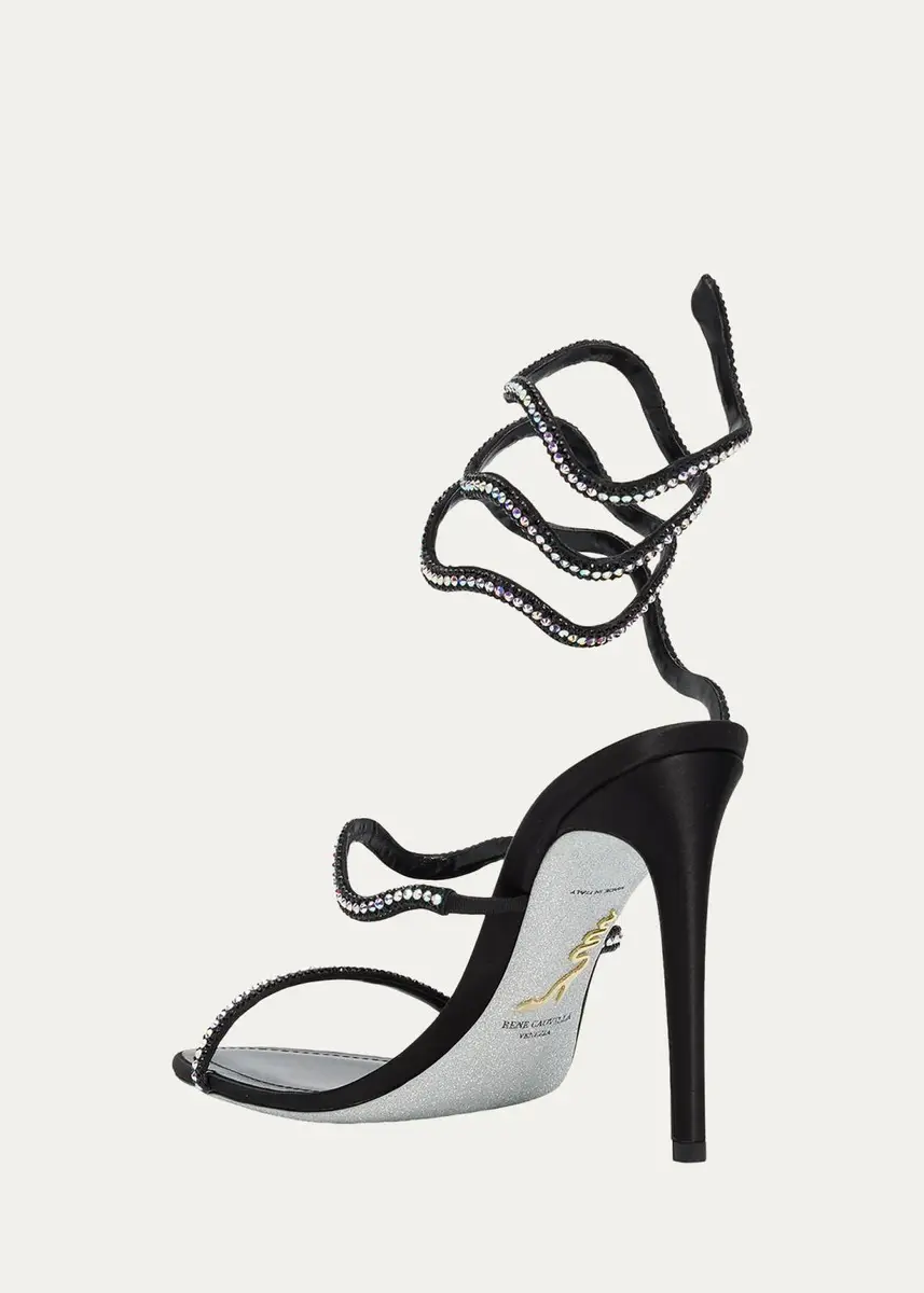 René Caovilla 105mm Embellished Satin Snake-Wrap Sandals | Thumbnail 4 René Caovilla 105mm Embellished Satin Snake-Wrap Sandals | Thumbnail 4