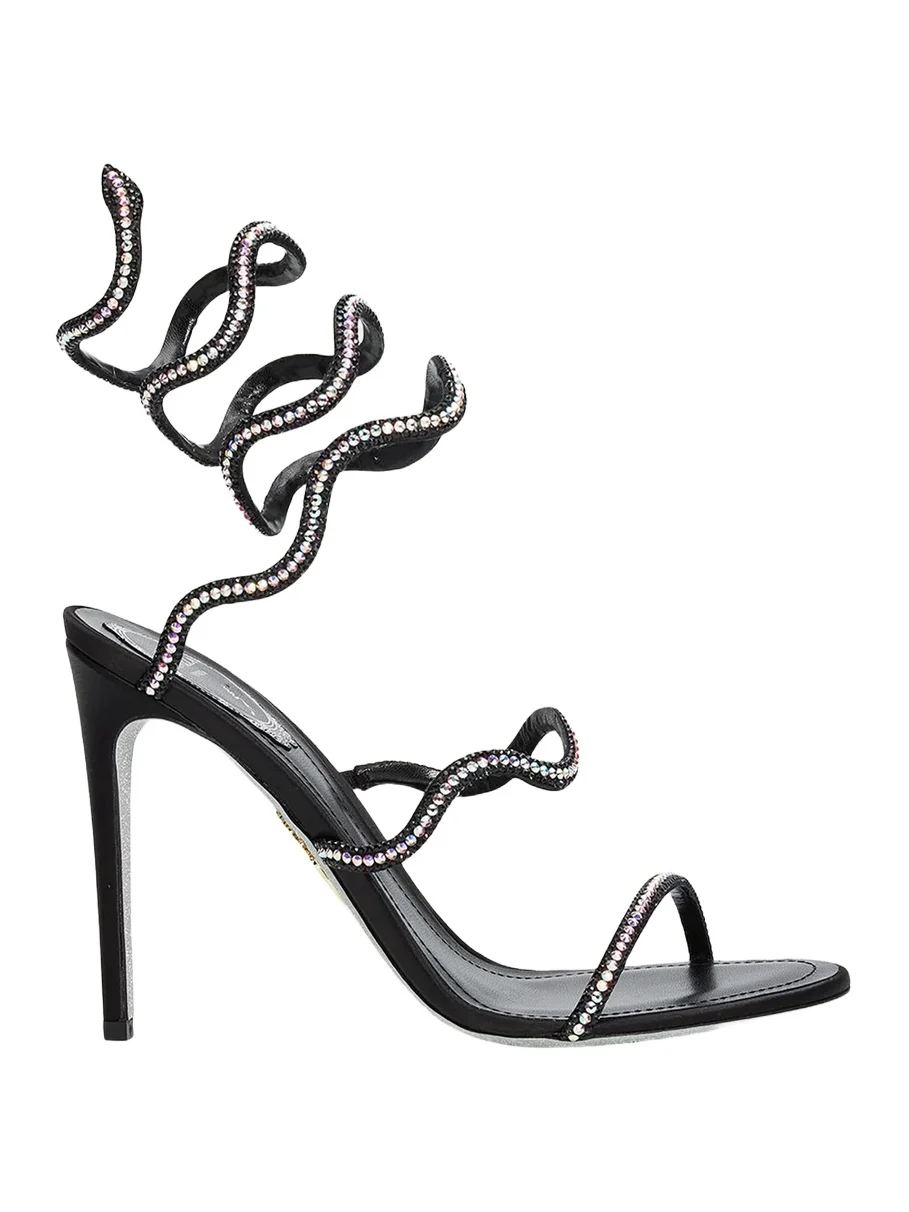 René Caovilla 105mm Embellished Satin Snake-Wrap Sandals