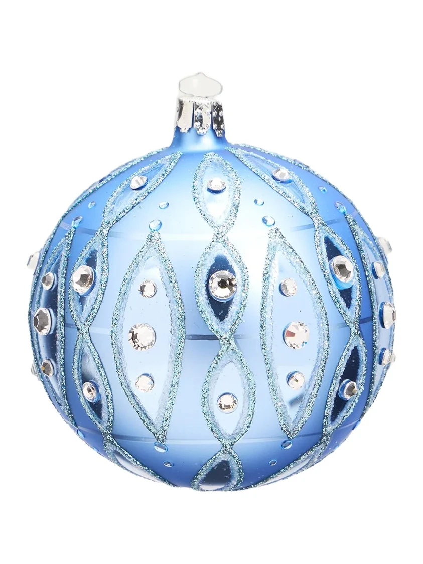 Bergdorf Goodman Rhinestone Blue Ball Christmas Ornament