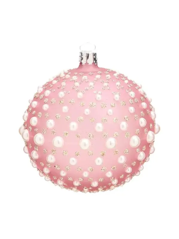 Bergdorf Goodman Pearly & Glitter-Embellished Pink Ball Christmas Ornament