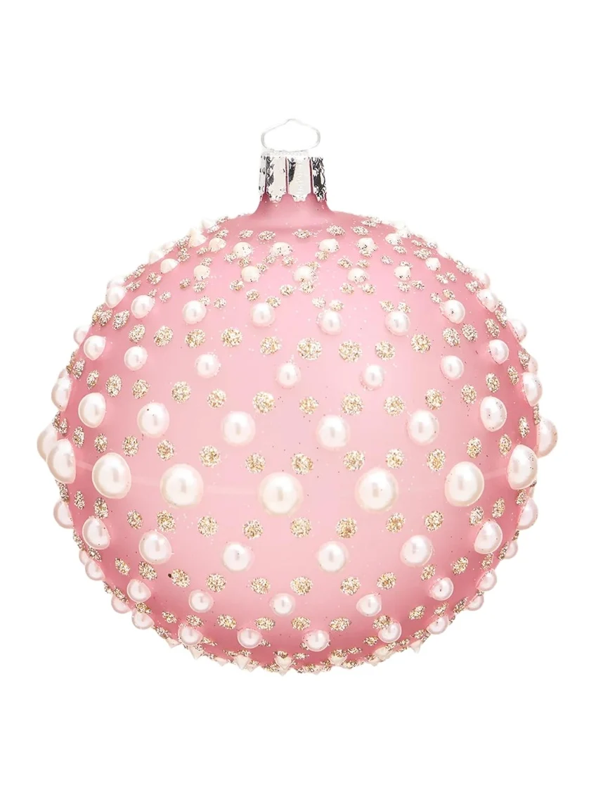 Bergdorf Goodman Pearly & Glitter-Embellished Pink Ball Christmas Ornament