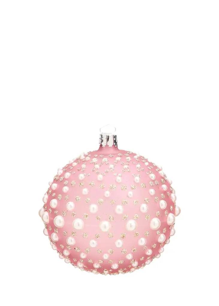 Bergdorf Goodman Pearly & Glitter-Embellished Pink Ball Christmas Ornament