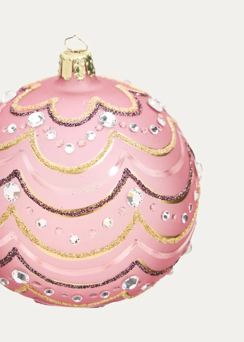 Bergdorf Goodman Glitter Scallops on Pink Ball Christmas Ornament | Thumbnail 2 Bergdorf Goodman Glitter Scallops on Pink Ball Christmas Ornament | Thumbnail 2