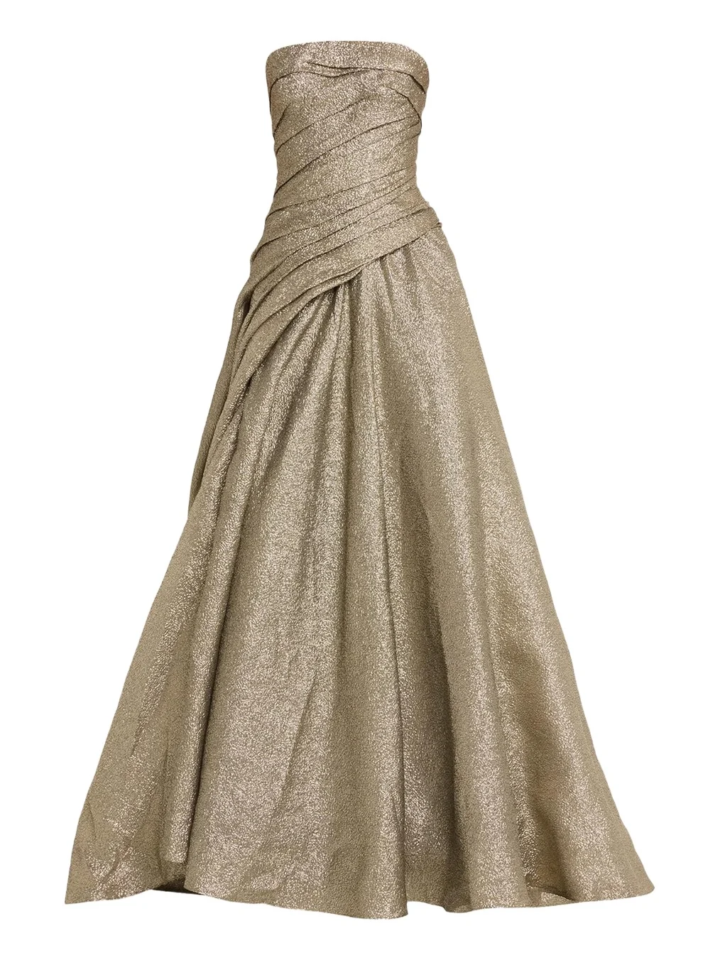 Marmar Halim Strapless Asymmetric Draped Metallic Ball Gown
