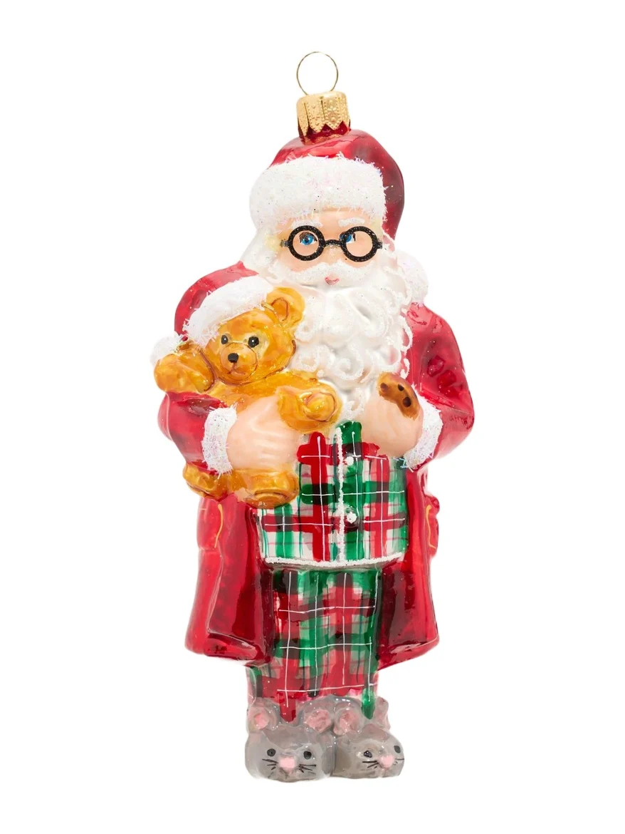 Impuls Cozy Santa Claus Glass Ornament