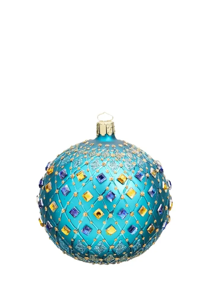 Blue Green Rhinestone Ball Christmas Ornament Blue Green Rhinestone Ball Christmas Ornament