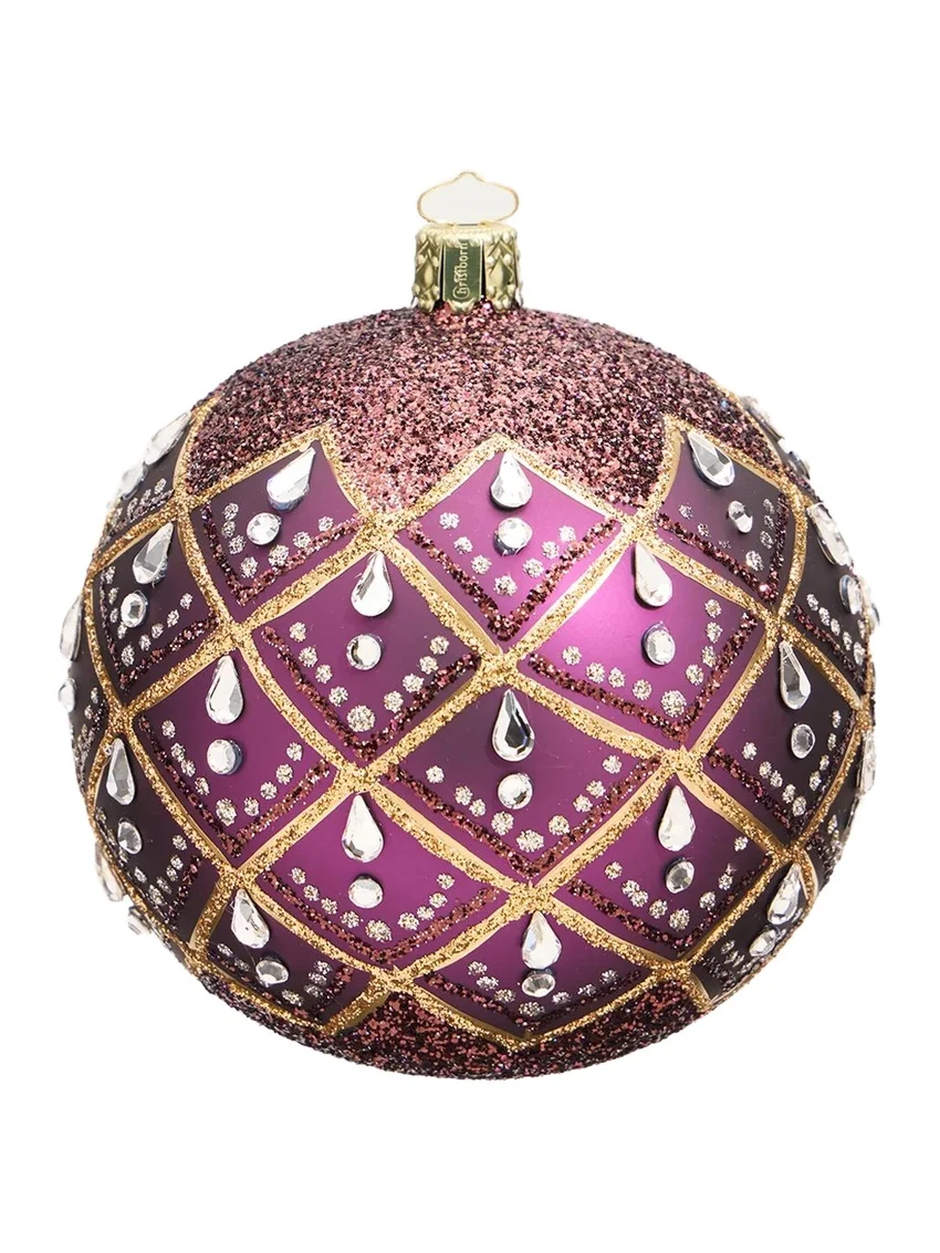 Bergdorf Goodman Glitter-Embellished Deep Purple Ball Christmas Ornament