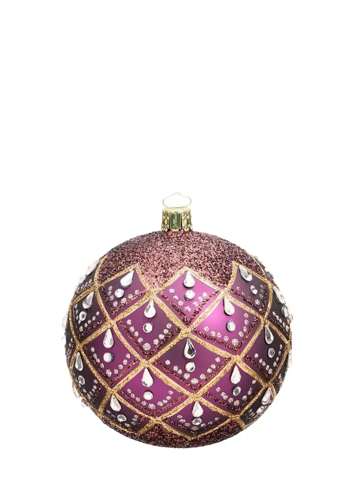 Glitter-Embellished Deep Purple Ball Christmas Ornament Glitter-Embellished Deep Purple Ball Christmas Ornament