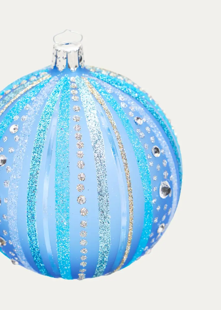 Bergdorf Goodman Embellished Striped Glass Ball Ornament | Thumbnail 2 Bergdorf Goodman Embellished Striped Glass Ball Ornament | Thumbnail 2