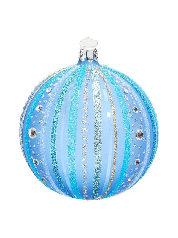 Bergdorf Goodman Embellished Striped Glass Ball Ornament