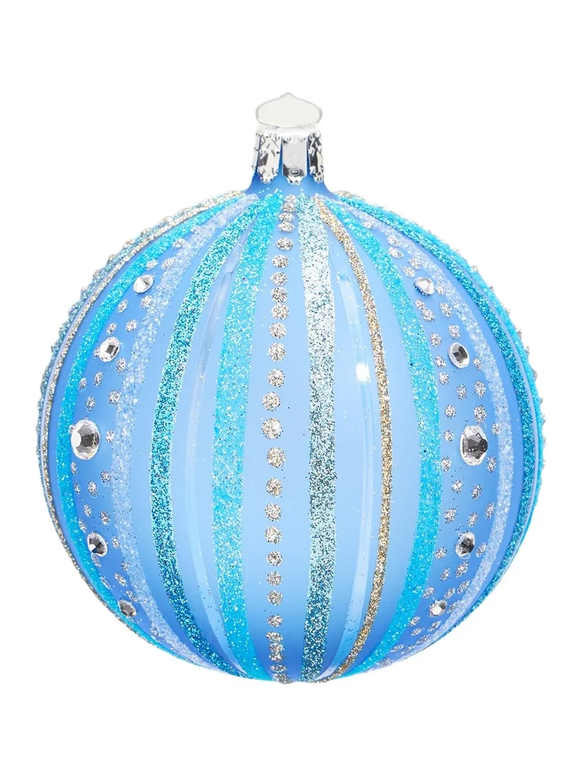 Bergdorf Goodman Embellished Striped Glass Ball Ornament