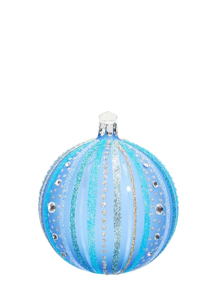 Bergdorf Goodman Embellished Striped Glass Ball Ornament