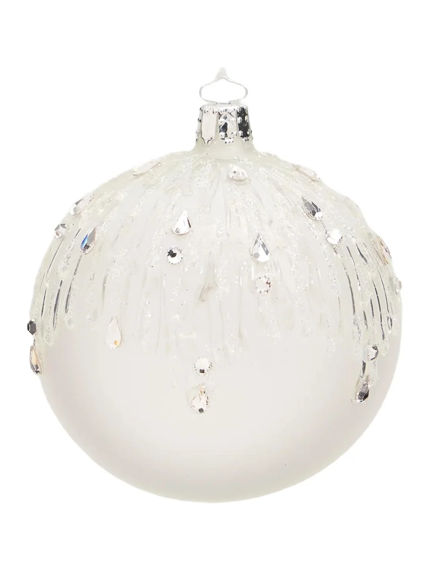 Bergdorf Goodman Rhinestone Frost Ball Christmas Ornament
