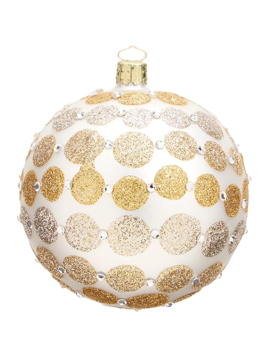 Bergdorf Goodman Large Glitter Polka Dot Ball Christmas Ornament