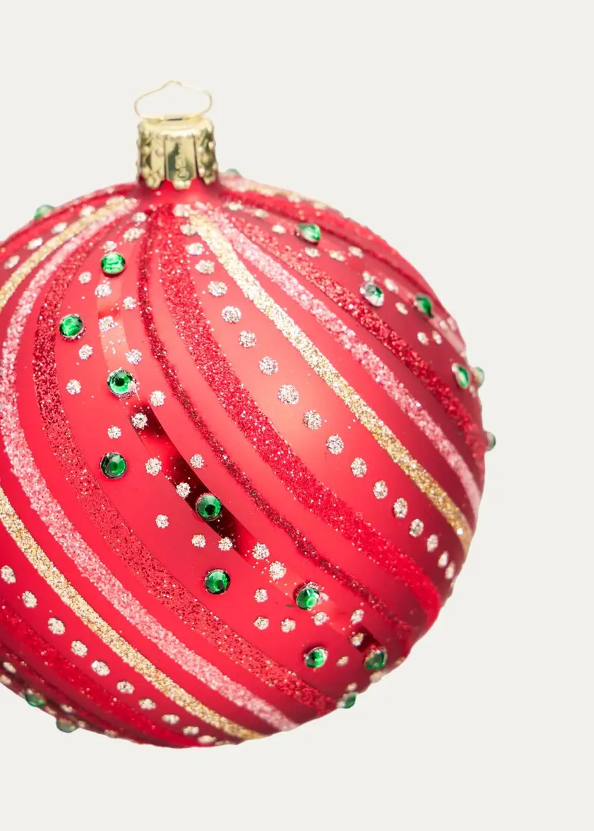 Bergdorf Goodman Glitter Swirls on Red Ball Christmas Ornament | Thumbnail 2 Bergdorf Goodman Glitter Swirls on Red Ball Christmas Ornament | Thumbnail 2