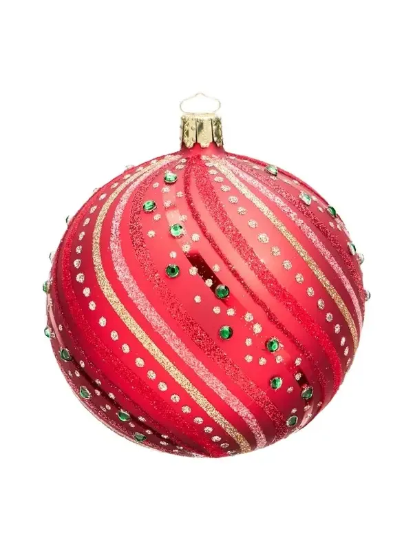 Bergdorf Goodman Glitter Swirls on Red Ball Christmas Ornament