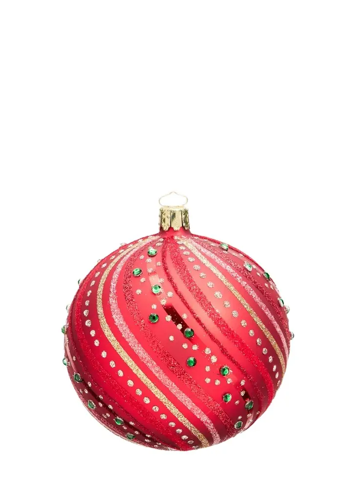 Glitter Swirls on Red Ball Christmas Ornament
