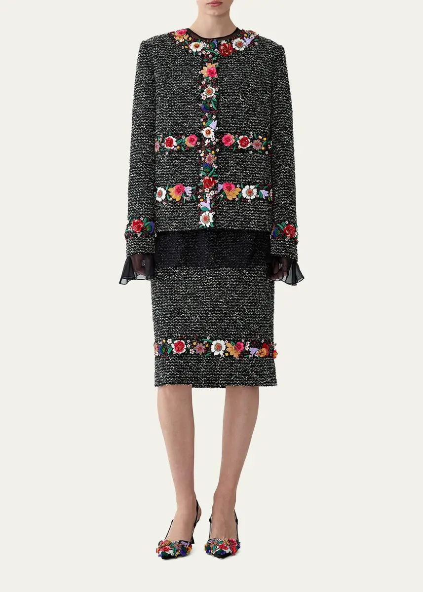 Carolina Herrera Embroidered Tweed Jacket | Thumbnail 2