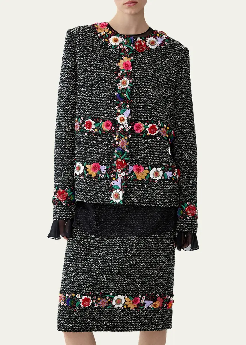 Carolina Herrera Embroidered Tweed Jacket | Thumbnail 4