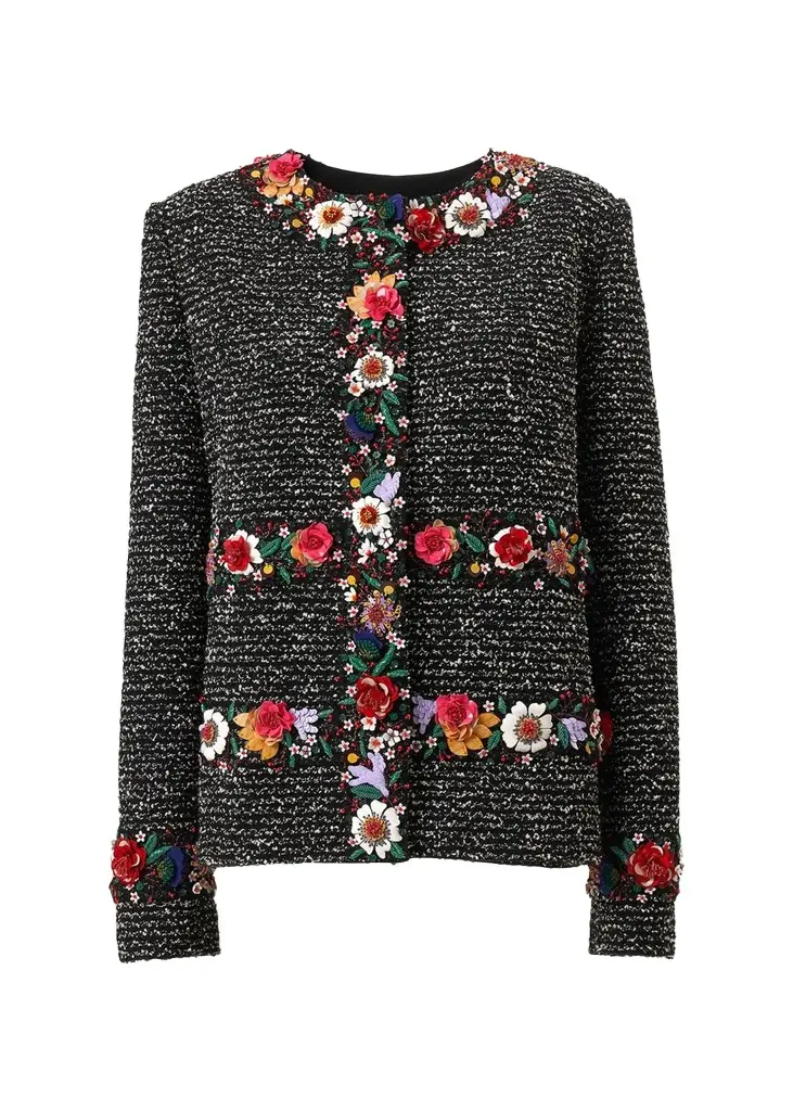 Carolina Herrera Embroidered Tweed Jacket