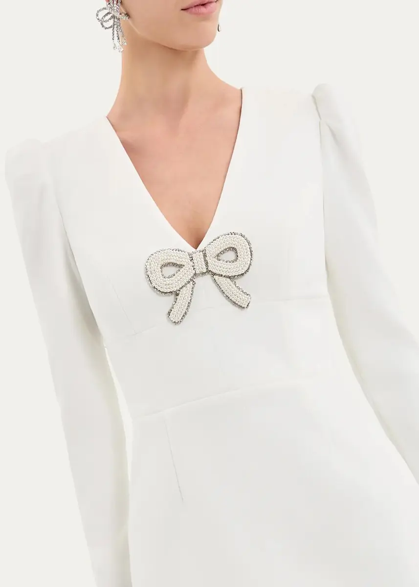 Rebecca Vallance Dreamer Bow-Embellished Crepe Mini Dress | Thumbnail 5