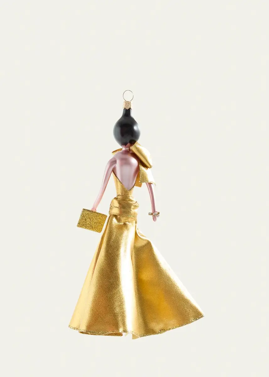 De Carlini Fashionista in Gold Gown Christmas Ornament | Thumbnail 2