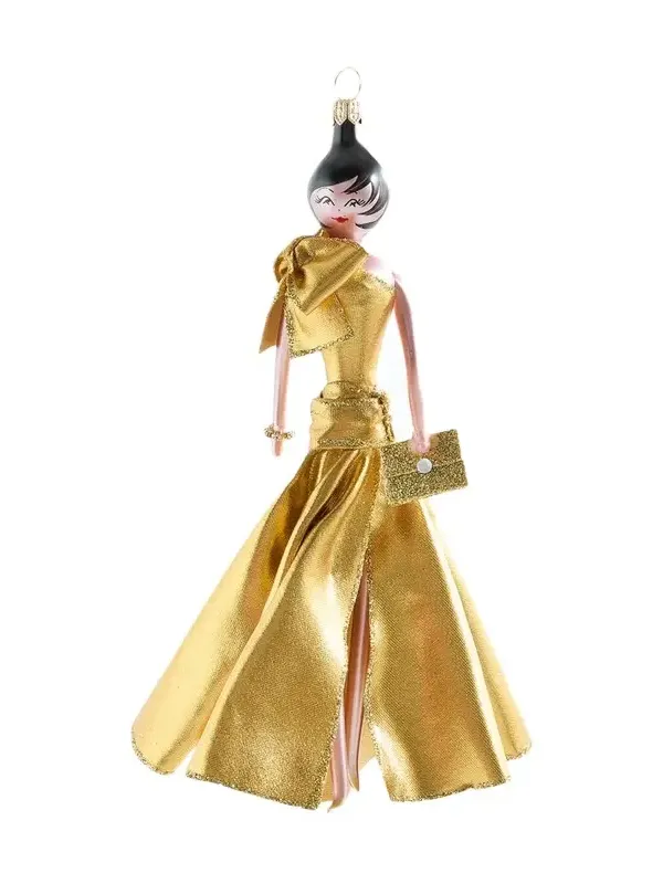 De Carlini Fashionista in Gold Gown Christmas Ornament