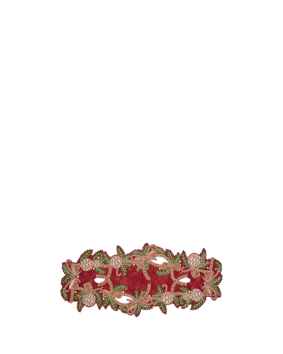 Kim Seybert Candy Cane Bow Beaded Table Runner, 19" x 39" | Thumbnail 2 Kim Seybert Candy Cane Bow Beaded Table Runner, 19" x 39" | Thumbnail 2
