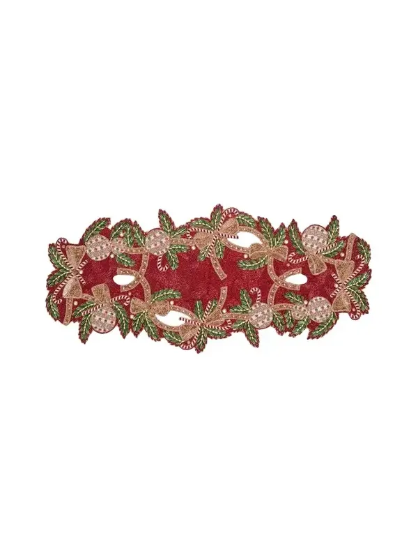 Kim Seybert Candy Cane Bow Beaded Table Runner, 19" x 39"