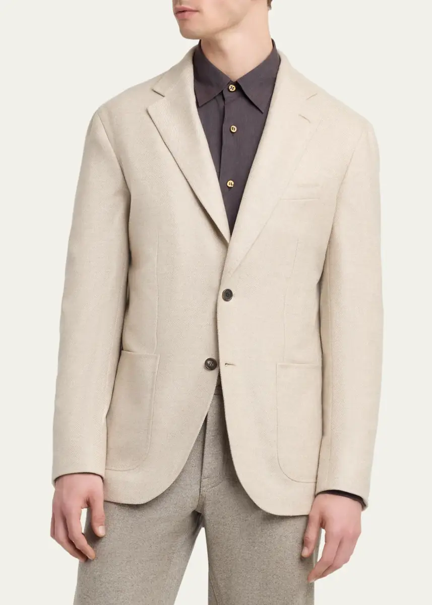 Brioni Men's Soffio Cashmere Soft Single-Breasted Sport Coat | Thumbnail 4 Brioni Men's Soffio Cashmere Soft Single-Breasted Sport Coat | Thumbnail 4