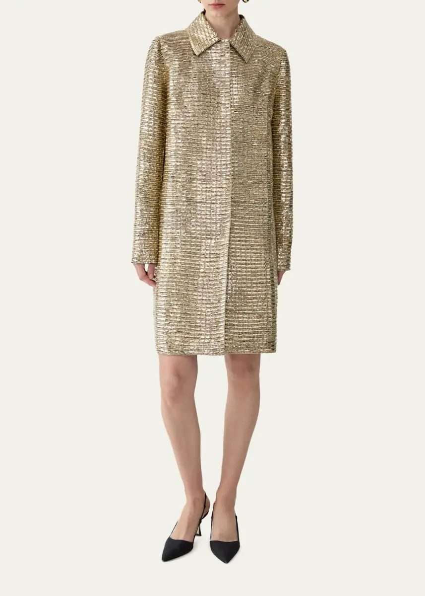 Carolina Herrera Metallic Embellished Long Sleeve Coat | Thumbnail 2