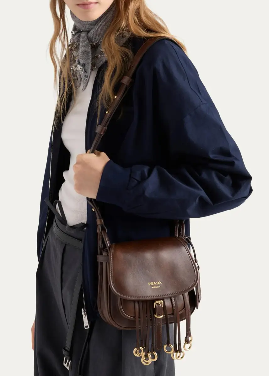 Prada Corsaire Aged Leather Shoulder Bag | Thumbnail 2