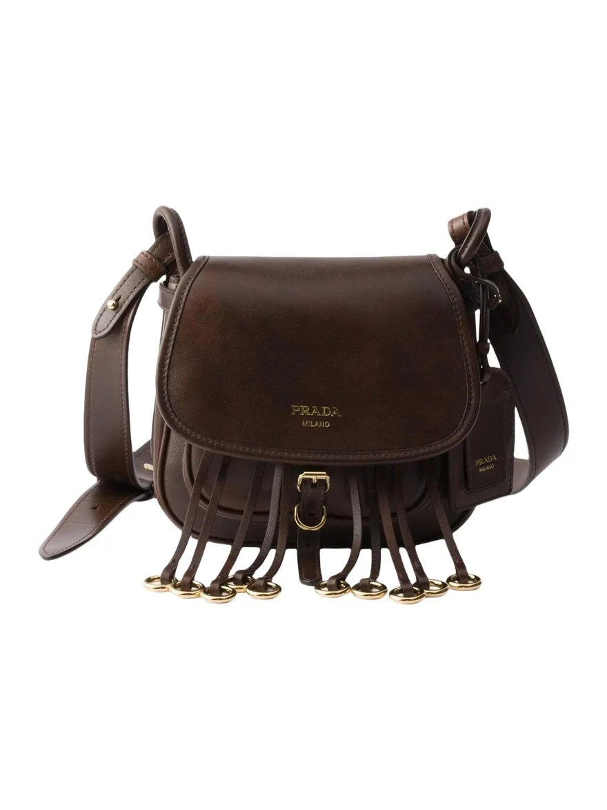Prada Corsaire Aged Leather Shoulder Bag