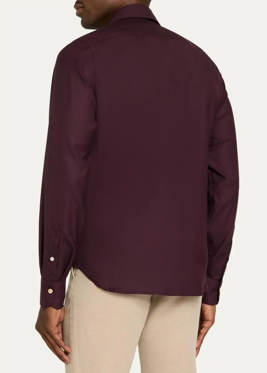 Kiton Men's Cashmere Flannel Button-Front Shirt | Thumbnail 3 Kiton Men's Cashmere Flannel Button-Front Shirt | Thumbnail 3