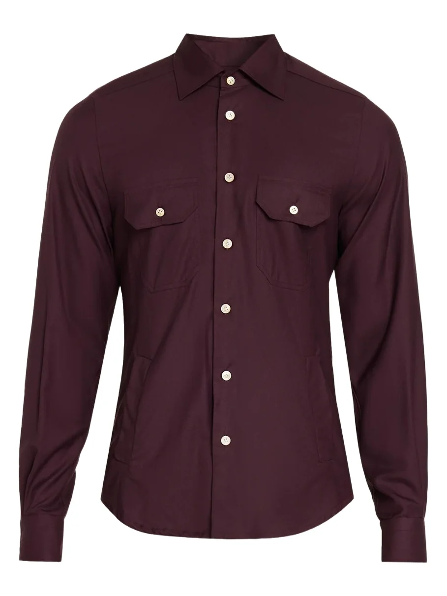 Kiton Men's Cashmere Flannel Button-Front Shirt