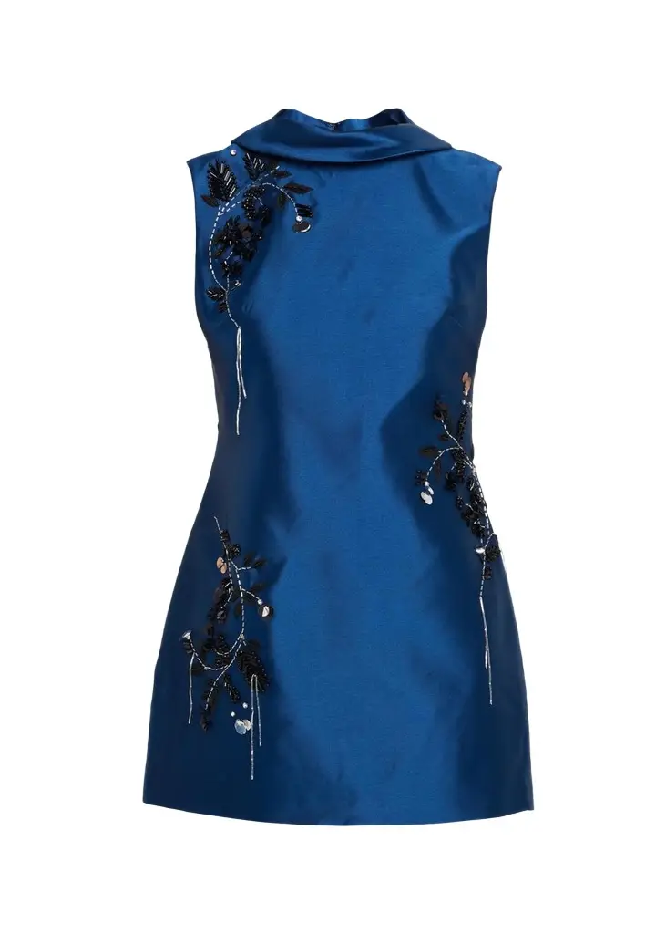 Renza Embellished Satin Mini Dress
