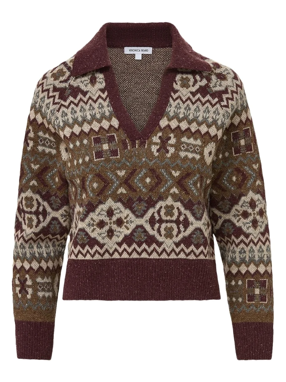 Veronica Beard Catania Fair-Isle-Style Wool-Blend Pullover Sweater