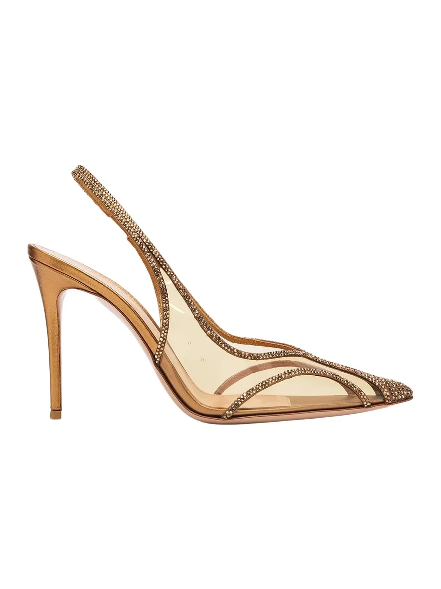 Gianvito Rossi 95mm Burma Embellished Metallic Slingback Pumps