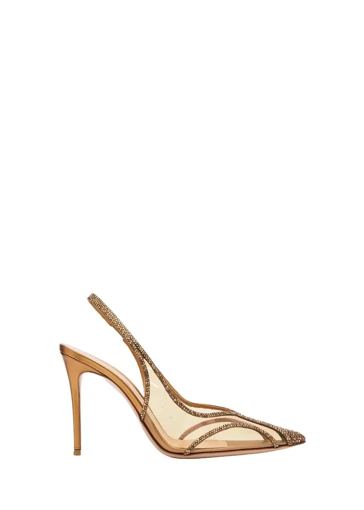 Gianvito Rossi 95mm Burma Embellished Metallic Slingback Pumps
