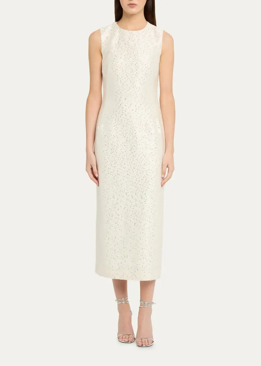 Oscar de la Renta Sleeveless Sequined Wool-Blend Midi Dress | Thumbnail 2 Oscar de la Renta Sleeveless Sequined Wool-Blend Midi Dress | Thumbnail 2