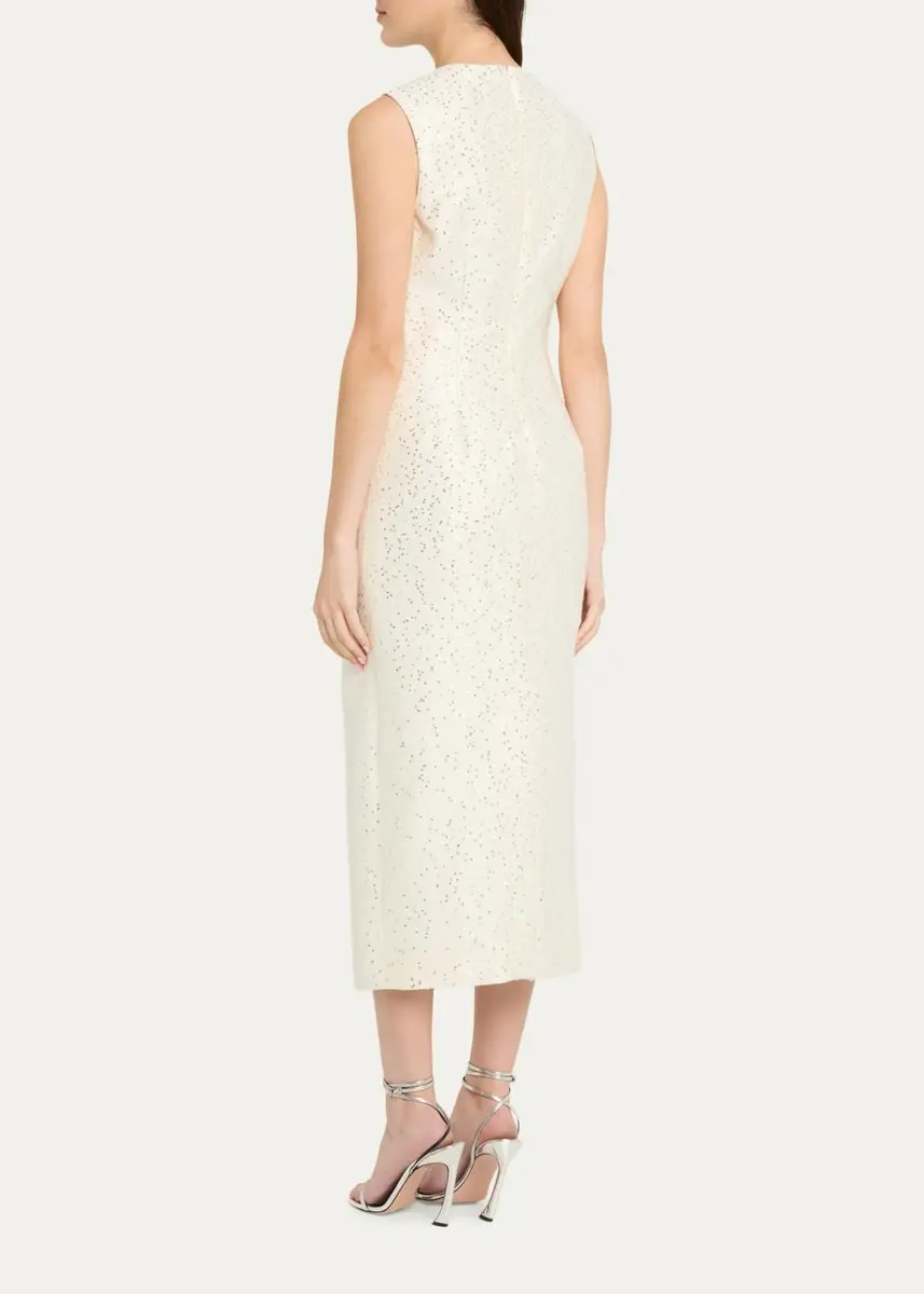 Oscar de la Renta Sleeveless Sequined Wool-Blend Midi Dress | Thumbnail 3 Oscar de la Renta Sleeveless Sequined Wool-Blend Midi Dress | Thumbnail 3