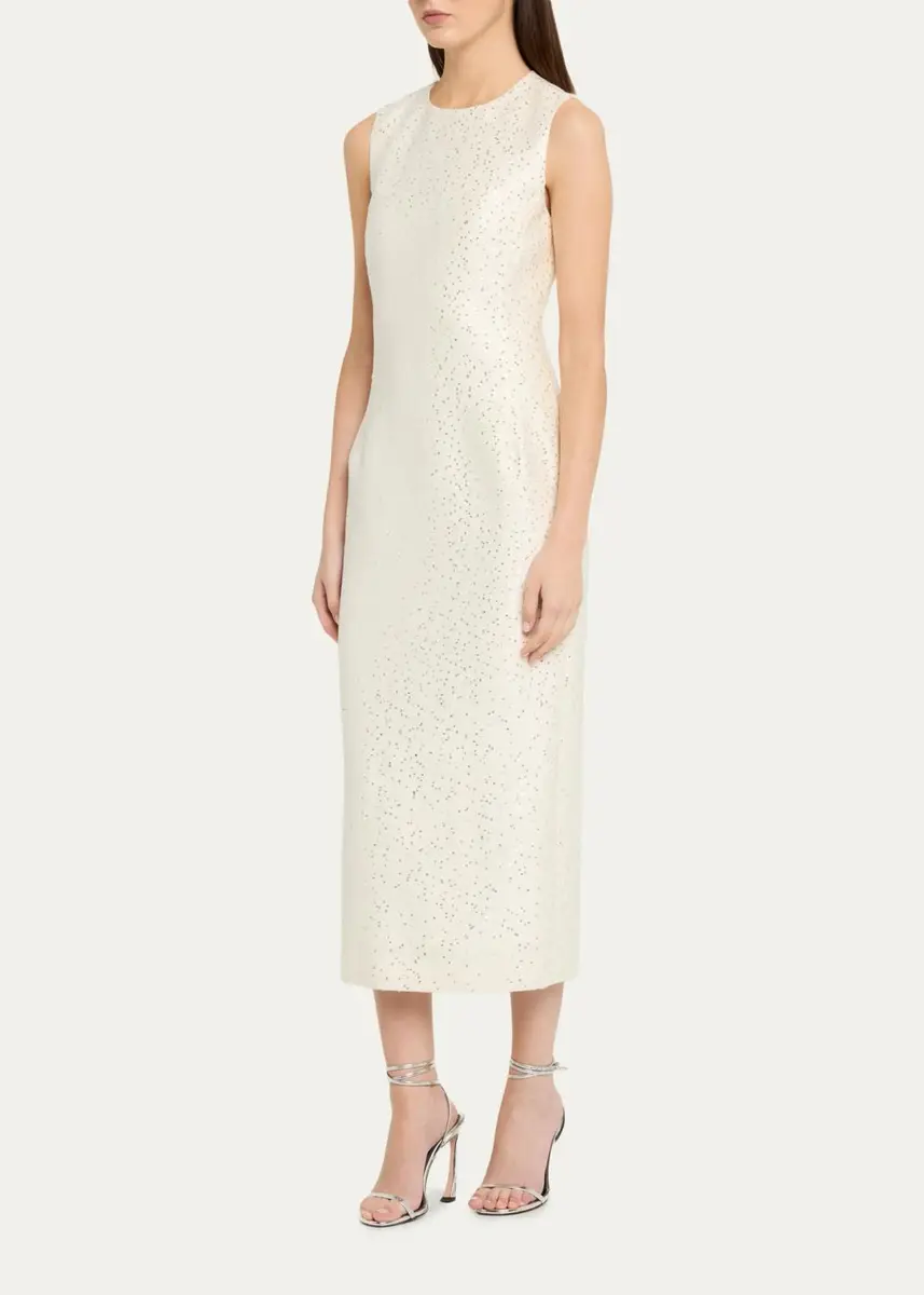 Oscar de la Renta Sleeveless Sequined Wool-Blend Midi Dress | Thumbnail 4 Oscar de la Renta Sleeveless Sequined Wool-Blend Midi Dress | Thumbnail 4