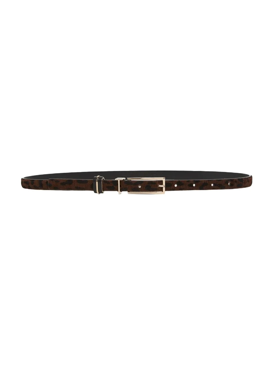 Leopard-Print Calf Hair Belt