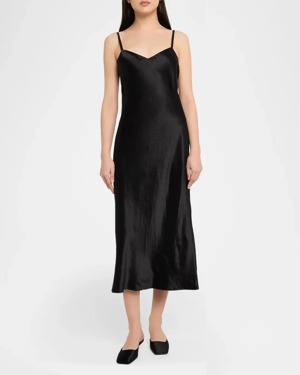 Vince Satin V-Neck Slip Dress | Thumbnail 2 Vince Satin V-Neck Slip Dress | Thumbnail 2