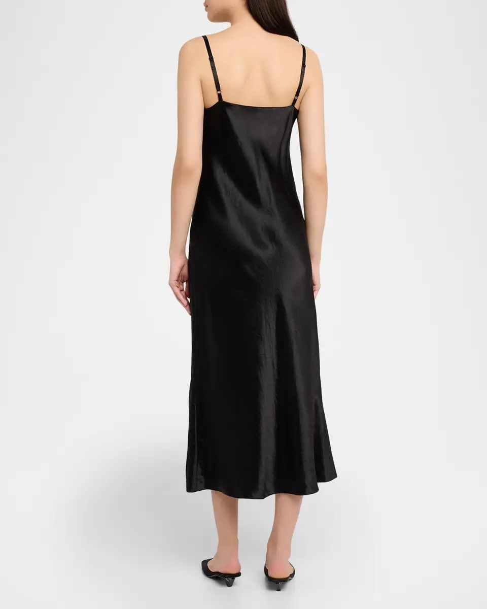 Vince Satin V-Neck Slip Dress | Thumbnail 3 Vince Satin V-Neck Slip Dress | Thumbnail 3