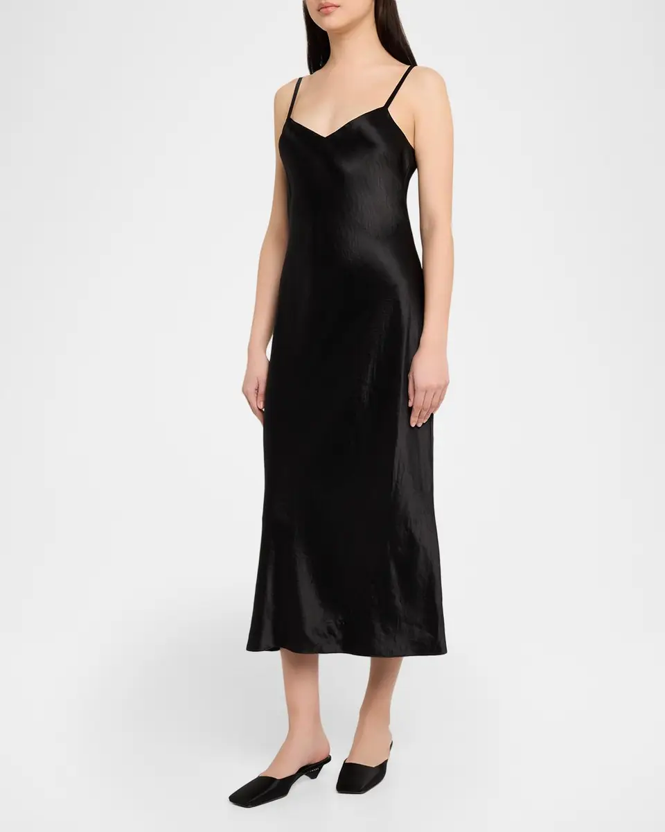 Vince Satin V-Neck Slip Dress | Thumbnail 4 Vince Satin V-Neck Slip Dress | Thumbnail 4