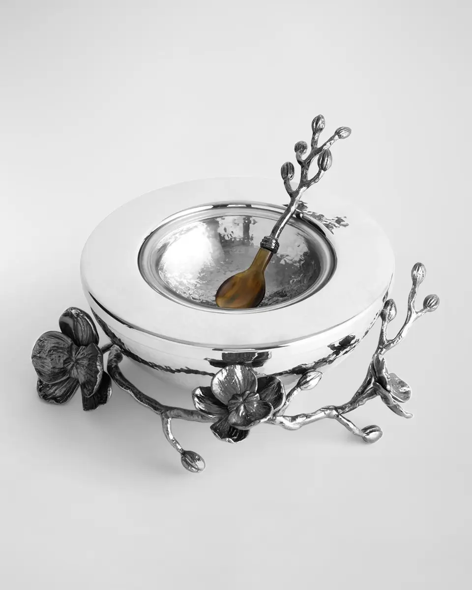 Michael Aram Black Orchid Caviar Dish with Spoon | Thumbnail 2